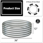 3x3x1ft(2 Pack) Galvanized Round Raised Garden Bed,Outdoor Planter Box Metal Patio Kit Planting Bed for Vegetables Flowers Herb,Silver
