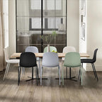 2xhome Modern Stackable Armless Dining Chair | Plastic Shell Seat with Metal Legs | Indoor or Outdoor Use | Home Kitchen Patio (1, Black, Padded Seat)