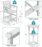 Ciokea 3-Pcs Bistro Table and Chairs, All-Weather Round High Top Bar Table with Storage Shelf and 2 Oversized Adirondack Chairs, Heavy Duty Outdoor Bar Set Patio Bistro Set for Balcony Deck, White