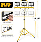 21000Lumen LED Work Lights with Stand - 3 Head Portable Work Light on Stand - IP66 Waterproof Tripod Worklights for Outdoor Indoor Job Site Workshop Garage Construction Site Lighting