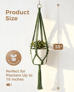 Bamworld Macrame Plant Hanger Indoor Hanging Planter for Plants Hanging Plant Basket Macrame Wall Hanging Planters Boho Decor Home Room Decor Aesthetic 36 Inches Natural Green, Set of 2