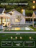 addlon 100FT LED Outdoor String Lights, Remote Dimmable Patio Lights with Timer & 3 Lighting Modes, 32 Shatterproof Edison Bulbs, Waterproof Connectable String Lights for Outside Backyard Porch Party