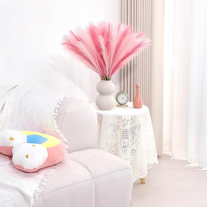 Faux Pampas Grass Stems 60 Count Dark and Light Pink 21.7 Inch