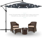 Best Choice Products 10ft Solar LED Offset Cantilever Hanging Market Patio Umbrella, 8 Sturdy Ribs, Easy Adjustment - Slate