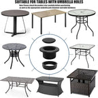 Patio Table Umbrella Hole Ring Plug Cap Set, Yard Parasol Table Hole Cover Insert Black Thicker Patio Table Hole Plug Ring for Cafes, Outdoor, Milk Tea Shops, Camping