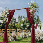Outdoor Curtains: Burgundy Sheer Arch Draping Fabric, 2 Panels, 29 in x 20 ft