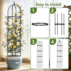 Obelisk Trellis for Garden Plants Climbing: 6ft Rustproof Metal Pipe with Plastic Coated - Potted Plant Climber Support for Outdoor Indoor Grape Vines Vegetable Fruits Flowers (1PC)