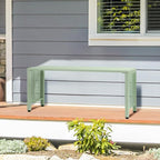 VINGLI 40in Outdoor Metal Bench, All-Weathe Backless Patio Bench with Slatted Seat＆Floral Side Panels, Rust-Resistant Garden Bench, Weatherproof Outdoor Seating for Porch Entryway Backyard (Green)