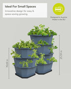 BUZZY Seeds Starter Stackable Vertical Planter – 4-Level Raised Garden Tower for Potatoes, Strawberries, Vegetables & Flowers (Gray)