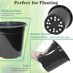 32-Pack 1.5 Gallon Nursery Pots, Thickened Soft Seed Starting Container for Indoor Outdoor Plants,Seedlings, Vegetables, Succulents and Cuttings (Black)