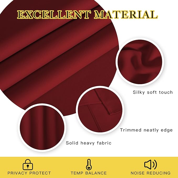 NICETOWN Window Treatment Curtains Blind - (Burgundy Red) Home Decor Energy Smart Thermal Insulated Window Treatment Drape/Drapery for Patio Door, 52x95 Inch,1 Piece