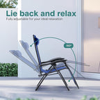 SereneLife Outdoor Zero Gravity Lounge Chair Set with Table – 2 Adjustable Recliners with Cup Holders, Headrest, Steel Frame & Foldable Design for Patio, Pool, Garden, or Camping