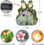 Nacome Solar Garden Outdoor Statues Frog with Succulent and 7 LED Lights - Lawn Decor for Patio, Balcony, Yard Ornament - Chrismtas Gifts for Mom Grandma