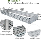 2 Pack 12x2x1FT Galvanized Raised Garden Beds Kit Outdoor Metal Gardening Planter Box for Vegetable Elevated Flower Herbs,Silver