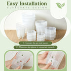Self Watering Pots for Indoor Plants with Deep Reservoir and High Drainage Holes for Outdoor Plants and Flowers, Bare Root Planter(4.72'', 5.91'', 7.09'',Clear,9 Pcs)
