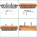 6pcs 24 Inch Window Deck with Coco Liner, 24" Window Boxes Horse Trough with Coconut Coir Liner, Metal Hanging Flower Planter Window Basket Deck Railing Planter Boxes for Outdoor Indoor Lawn