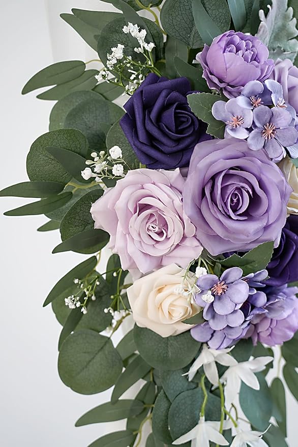 Artificial Flowers Arch Swag Kit, Purple Silk and Foam, 26Ft Fabric