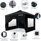 OASISHOME One Push Setup Pop-up Gazebo Portable Canopy Tent 10'x10', with 4 Sidewalls,Wheeled Bag,Waterproof, UV Protection, Heavy-Duty Steel Frame for Patio/Outdoor/Wedding Parties and Events (Black)