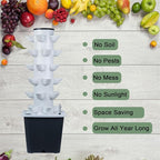 Hydroponics Tower Indoor Growing System Vertical Garden Planter Indoor Smart Garden Kit with Pump and Movable Water Tank Vegetable Plant Gift for Gardening Lover (30-Plants)