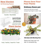 2 Pack Self Watering Pots for Indoor Plants 17 Inches Window Boxes Planters Rectangular Flower Pots Rectangle Herb Pots Large Plant Pots with Drainage Holes and Saucers Windowsill Planter, White