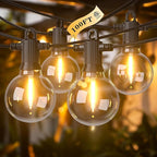 String Lights 100 FT Outdoor LED Patio Lights, 50 Bulbs, Warm White