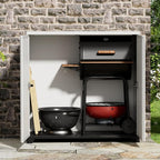 ADDOK Indoor Outdoor Plastic Storage Cabinet 34"x15"x34", Outdoor Storage Shed for Living Room, Hallway, Balcony, Garage, Garden, Backyard-White（W/O Shelf）