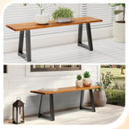 VINGLI Outdoor Bench with Metal Legs Rustic, Wood Dining Bench Indoor Outdoor Porch Bench for Yard Garden Dining (57in)