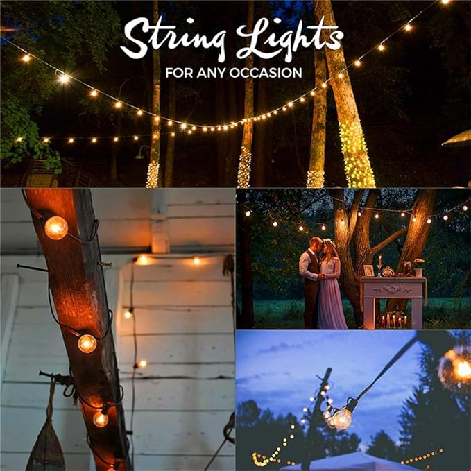 String Lights, 100 Ft Waterproof Outdoor with 105 Clear G40 Bulbs