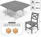 9-Piece Patio Dining Table Set, HDPE Outdoor Table and Chairs Set, All-Weather Outdoor Dining Set for 8 with Umbrella Hole, Durable Patio Furniture Set with Chairs,White Grey