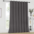 NICETOWN Sliding Patio Door Curtains - Grey Blackout Room Darkening Door Vertical Blinds for Dining Room with Grommet Top (Gray, 100 inches W x 95 inches L)