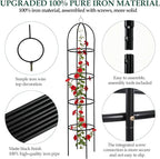 100% Metal Garden Obelisk Trellis for Climbing Plants Outdoor, 6.6ft Tall Metal Plant Support with Garden Twist Tie for Tomato Cucumber Pea Ivy Vines Rose Clematis Potted Plant Trellis 1 Pack