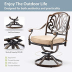 9-Piece Cast Aluminum Patio Furniture, Outdoor Dining Sets for 8 Include 87" Oval Patio Dining Table and 8 Swivel Chairs with Cushions & Umbrella Hole(Bronze)