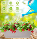 Window Box Planter, 7 Pack Plastic Vegetable Flower Planters Boxes 17 Inches Rectangular Flower Pots with Saucers for Indoor Outdoor Garden, Patio, Home Decor