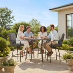Patio Swivel Bar Stools Set of 4, Outdoor Bar Height Swivel Chairs with Cushions for Garden Balcony Backyard, Grey