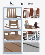 KINGYES Oversized Outdoor Rocking Chair Set of 2, All-Weather Patio Rocking Chairs for Porch, HDPE Outdoor Patio Rockers with High Back & Wide Seat for Garden, Lawn, Brown