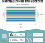 Brazilian Hammock with Tree Straps - Canvas Hammocks Portable Hammock with Carry Bag for Backyard, Porch, Outdoor and Indoor Use Blue & Green