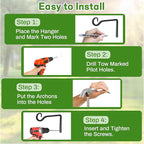 Plant Hangers Outdoor 2 Pack 10 Inch Metal Hanging Plant Bracket Metal Hanging Plant Hooks Indoor, Wall Hooks for Hanging Plants, Bird Feeder, Flower Basket, Wind Chimes Black (2PCS)
