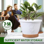 Plant Pots, Flower Pots for Indoor/Outdoor Plants, Self Watering Plastic Planters Pots with Drainage Holes, Saucer & Reservoir, Decorative Nursery Planting Pots(10 Inch Set of 4)