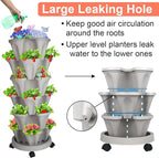 GameXcel Vertical Planter, 6 Tier Stackable Strawberry Planter with Garden Tool Set, Movable Indoor/Outdoor Garden Herb Pot for Growing Vegetables and Succulents, Gray