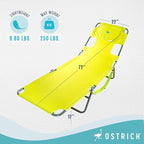 Ostrich The Original Chaise 72 x 22 Inch Lounge Portable Reclining Lounger, Outdoor Patio, Beach, Lawn, Camping, or Pool Tanning Chair, Lime Green
