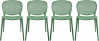2xhome Set of 4 Patio Dining Chairs | Modern Stackable Outdoor Pool Side Chair | Weather Resistant Plastic for Yard, Porch, Balcony, Kitchen, Green