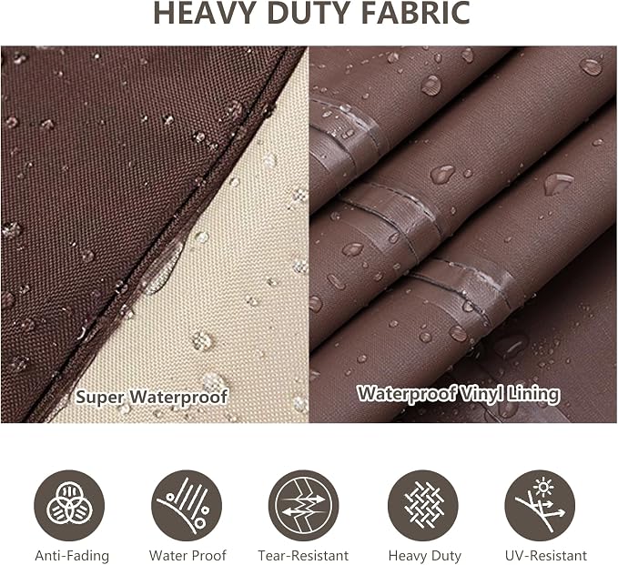 Patio Furniture Covers 3 Piece Set, Waterproof 600D Oxford, Beige