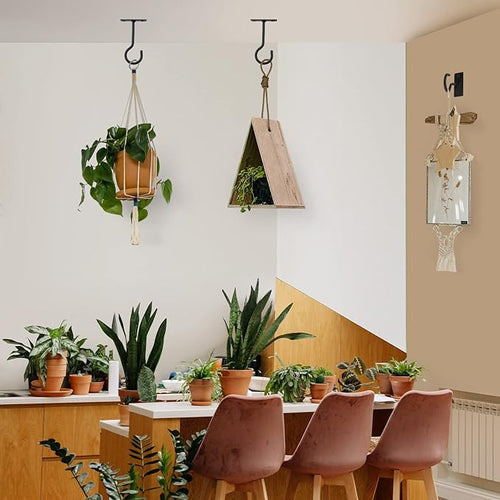 2Pcs 2.5in Ceiling Hooks for Hanging Plants Black
