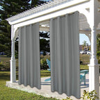 BONZER Outdoor Waterproof Curtains for Patio Privacy Grommet Light Filtering Outside Curtains for Gazebo, Porch, Pergola, Pavilion, 1 Panel, 54W x 120L inch, Grey