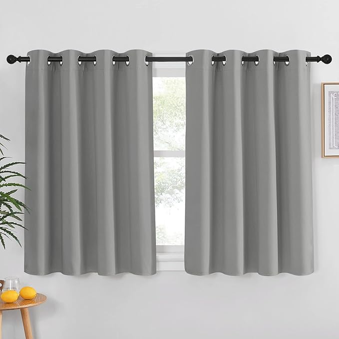 Blackout Short Curtain 54 inches Long – Silver Grey, 1 Panel