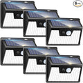 Peasur Solar Lights Outdoor Motion Sensor, 6 Pack 140 LED Solar Powered Fence Light Waterproof, 3 Modes Security Wall Lighting for Outside Yard Deck Garden