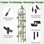 2 Pcs Garden Obelisk Trellis for Climbing Plants Outdoor 6 Ft Rose Bush Round Trellis for Pots Rustproof Metal Plant Flower Trellises for Clematis Vine Jasmine Support Outdoor Indoor