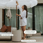 Veradek Umbrella Side Table - Outdoor Patio Table with Umbrella Hole for Porch/Patio | Durable Plastic-Stone Composite Material & Easy Assembly | Modern Coffee, Picnic or Poolside Table