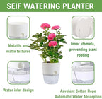 6Inch Self Watering Planter Pots 4 Pack Plant Pot for Indoor Wicking Flower Pots Plant Pots Modern Decorative Planter for Small African Violets House Plants,Herbs,Indoor Outdoor Plant (White)