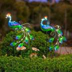 DREAMSOUL 2 Pack Metal Peacock Solar Lights Outdoor Waterproof LED Solar Lights, Decorative Garden Stakes for Yard Pathway Peacock Decor